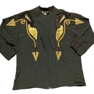 Vintage S&S Collection Olive Green/Gold, Shiny, Holiday, Open Top- L